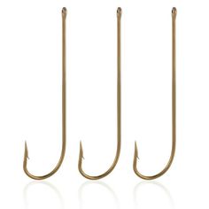 three fishing hooks on white background