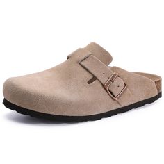 PRICES MAY VARY. Classic Suede Clogs: The no-stitch soft upper is crafted from high-grade genuine suede, classic outlook design with retro-style bronze buckles perfect for complementing various outfits, from casual jeans to formal suits. Step into comfort and style with these women's clogs! Ultimate Comfort: The flexible cork footbed with a deep heel cup molds to your feet, providing personalized arch support that relieves foot pressure, while the suede-lined footbed is cushioned and sweat-absor Potato Shoes, Mules Men, Clog Mules, Women's Clogs, Cork Footbed Sandals, Modest Clothes, Suede Clogs, Clog Slippers, Men Suede