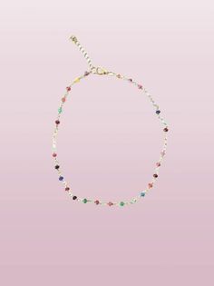 ⚡️ Fun & Colorful Choker️💚🦄 *Natural Semi*Precious Stone Rainbow Beads *Electroplated 18K Gold Chain  *18K Gold Plated Clasp + Extension Chain  *Adjustable by 2 Inches Cute Organza Bag Included Adjustable Multicolor Beaded Chain Necklace, Elegant Multicolor Jewelry With Tiny Beads, Rainbow Jewelry With Beaded Round Beads, Rainbow Beaded Chain Jewelry With Round Beads, Rainbow Jewelry With Round Beaded Chain, Multicolor Beaded Chain Necklace For Gift, Multicolor Beaded Chain Bracelet, Multicolor Necklaces With Delicate Chain And Round Beads, Crystal Necklaces With Delicate Chain And Round Beads