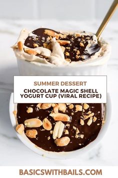 an ice cream sundae with chocolate and nuts in it