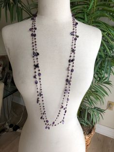 75 Amethyst & Iolite Wire Wrapped Necklace - Etsy Purple Briolette Crystal Necklace, Briolette Necklace, Spike Necklace, Purple Quartz, Wrapped Necklace, Woodland Hills, Baroque Pearl Earrings, Wire Wrapped Necklace, Amethyst Beads