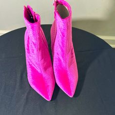 Pink Flattery Boots. Never Worn Pink Pointed Toe Booties For Fall, Pink Heels For Formal Winter Occasions, Pink Formal Heels For Winter, Synthetic Winter Party Booties, Winter Party Synthetic Booties, Pink Evening Boots For Fall, Chic Pink Heeled Boots For Fall, Formal Pink Boots For Fall, Chic Pink Heeled Boots For Formal Occasions