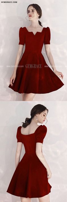 Burgundy Short Aline Party Dress With Bubble Short Sleeves Ref#HTX97089 at GemGrace. #HomecomingDresses Shop now to get $10 off. Pro custom-made service for wedding dress, formal dress. View Homecoming Dresses,Short Homecoming Dresses,Cute Homecoming Dresses,Burgundy Homecoming Dresses,Semi Formal Dresses for more ideas. Click to shop now! #BuyableHomecomingDresses Elegant Short Sleeve Mini Dress For Homecoming, Short Sleeve Mini Dress For Prom And Party Season, Knee-length Short Sleeve Party Dress, Burgundy Short Sleeve Evening Dress, Fitted Burgundy Mini Dress With Short Sleeves, Burgundy Fitted Mini Dress With Short Sleeves, Elegant Burgundy A-line Mini Dress, Burgundy A-line Mini Dress For Evening, Burgundy Short Sleeve Formal Dress