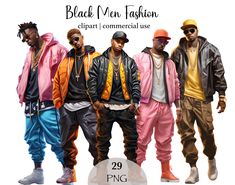 three black men standing next to each other in front of a white background with the caption, black ven fashion