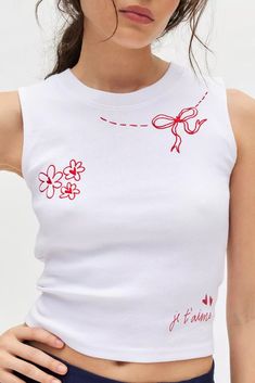 Je T'aime High Neck Tank Top | Urban Outfitters Tank Top Design Ideas, Dream Clothes T-shirts & Tank Tops, T Shirt Graphic Design Ideas, Cute Sayings For Shirts, Shirts With Embroidery, Cool Tshirt Designs, Tshirt Graphics, Blur Studios, Fun Tops