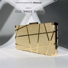 This eye-catching metal clutch is an ideal way to add a special pop of glamour to your look. It features a rectangle hard metal case with a shimmering geometric design that makes it fashionable & trendy. Bring this glam piece to the next party or special occasion to impress with fashion's latest trends. The Geometric Metal Clutch Bag is able to fit a phone up to 6 inches (iPhone 13 pro as reference) and other small items. Center Signs, Hard Metal, Gold Handbags, Small Mirrors, Valentines Day Birthday, Casual Design, Clutch Purse, New Bag, Small Items