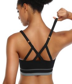 PRICES MAY VARY. ★ALL-DAY COMFORT: This next-level sports bra for women built for Medium to Low impact activity. The buttery-soft fabric uses the newest moisture-wicking technology. Just fits like your second skin. Super breathable, soft for long-lasting comfort. ★ADJUSTABLE CROSS-STRAP: Sexy fashionable criss-cross back let you twist with ease when your fitness. We wear-tested by our in-house team, verified the upgraded elastic band strap is strong and durable, effectively preventing this athle Bra For Women, Bra Brands, Strappy Sports Bras, Perfect Bra, Matching Leggings, Seamless Sports Bra, Yoga Tank Tops, Padded Sports Bra, Yoga Bra