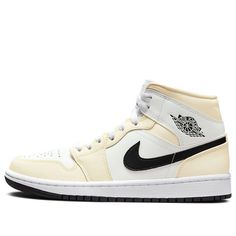 Logo Wings, Wmns Air Jordan 1, Milk Color, Womens Air Jordans, Air Jordans Retro, Air Jordan 1 Mid, Jordan 1 Mid, Jordan Retro, Michael Jordan