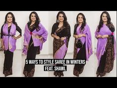 5 Ways To Wear A Shawl With A Saree | How To Wear Saree In Winters | Best Saree Styling Tips - YouTube How To Style Shawl With Saree, Winter Saree Style, Ways To Wear A Shawl, Shawl Draping, How To Wear Pashmina, Draping Styles, Saree Styling, Drape Sarees