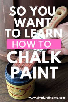 A picture of a container of blue paint and a paint brush dipping into the container Chalk Paint Crafts, Paint For Beginners, How To Chalk Paint, Chalk Paint Finishes, Distressed Furniture Diy, Paint Guide, Chalk Paint Makeover, Paint Chalk