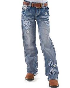 Cowgirl Tuff Girls Double Lucky Mid Rise Bootcut Stretch Denim Jeans Cowgirl Tuff Jeans, Shyanne Boots, Dan Post Boots Woman, Corral Boots Womens, Laredo Boots, Justin Boots Men, Boys Cowboy Boots, Justin Boots Womens, Kids Cowboy Boots