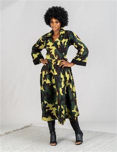 Camouflage Wrap Dress Camouflage Dresses, Camouflage Dress, Camouflage Outfits, Dress Colors, Colors Green, Green Orange, One Size Fits All, Green Dress, Camouflage