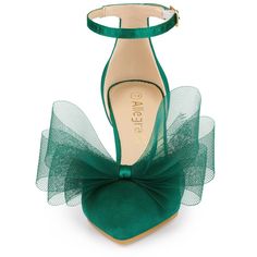 These beautiful bow-tie heels come in a flattering match-all color, bonus points for the glossy satin fabric finish, and sky-high stiletto heels that help you slip in easily with all your outfits. This pair of bow-tie heels has a satin upper and a stiletto heel to add a touch of height and style to your everyday look. The buckle closure allows you to adjust this pump to fit your ankle well. Tie Heels, Ankle Strap Chunky Heels, Chunky Heel Pumps, Bow Pumps, Womens Stilettos, Closed Toe Shoes, Pumps Heels Stilettos, Bow Heels, Kitten Heel Pumps