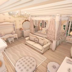 can you imagine this in real life? #coquette #masterbedroom #bloxburg Bedroom Idea In Bloxburg, Room Decor Bedroom Bloxburg, Coquette Bloxburg Room Ideas, Bloxburg Fancy House Ideas, Bloxburg House Inspo Bedroom, Roblox Roville Bedroom Ideas, Bloxburg Room Designs, Bloxburg Mansion Bedroom, Bedroom Ideas Bloxburg Master