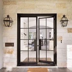 IWD Double Exterior Iron Wrought French Door CIFD-D0103 60 By 96 8-Lite Square Top Low-E Glass Steel French Doors, Office Doors, Metal Front Door, Iron Front Door, Steel Front Door, Iron Entry Doors, French Doors Exterior, Black Front Doors, Metal Doors