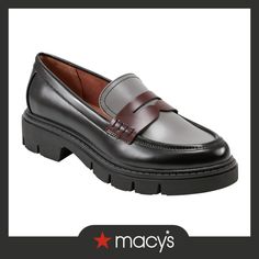 in stock Womens Loafers Black, Statement Shoes, Statement Shoe, Almond Shaped, Black Leather Loafers, Perfect Wardrobe, Marc Fisher, Lug Sole, Penny Loafers