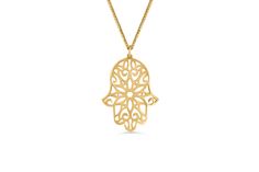 "Since ancient times in east culture Hamsa was considered a very strong amulet and also brought good luck and protection from evil to its owner. In our case - unique Hamsa necklace crafted in filigree technique & made of white gold, rose gold or classic yellow gold. A perfect birthday gift or good luck gift for someone you care. ✦ Details -Gold weight: 1.56 grams -Weight: 0.8\" -Height: 1.06\" -Choose the Wheat style chain length: 16''/18''/20'' -Choose between 14k or 18k solid gold -Choose Symbolic Gold Jewelry With Large Pendant, Symbolic Yellow Gold Necklace With Large Pendant, Symbolic Round Necklace With Intricate Design, Traditional Round Pendant Necklace For Good Luck, Traditional Yellow Gold Good Luck Necklace, Yellow Gold Intricate Amulet Jewelry, Spiritual Round Pendant Necklace With Filigree, Round Large Pendant Necklace For Good Luck, Bronze Round Amulet Necklace