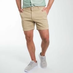 Ash & Erie 5" Khaki Lighweight Stretch Chino Shorts for Short Men   Chino Shorts Fitted Casual Chinos For Summer, Casual Solid Color Chinos For Summer, Casual Solid Color Summer Chinos, Summer Casual Solid Color Chinos, Casual Beige Chinos For Summer, Beige Casual Chinos For Summer, Casual Business Shorts For Summer, Summer Casual Chino Cotton Twill Bottoms, Beige Chinos For Business Casual Summer