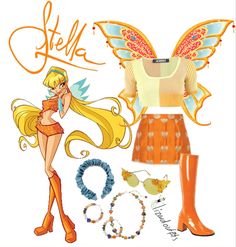 Winx Costume, Stella Aesthetic, Winx Stella, Powerpuff Girls Costume, Stella Winx, Rainbow Fairies