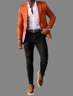 Men's African Jackets Orange Blazer Party Wear Jackets For Men Wedding Stylish Blazer Christmas Jackets Gifts Fabric Type= cotton, Premium  Collar Style = Notch Lapel Closure = 2 Button  Color = Orange  Length = Hip Length Size Type = S,M,L,XL,XXL,XXXL CLASSIC VELVET JACKET DINNER JACKET MADE IN TWEEDFUBRIC DESIGNER ELEGANT JACKET You can select your size according to US size chart which is given in pictures we need your size in inches to make a perfect fit suit:- Jacket Length .Chest .Stomach . Men Clothes Design, Dress Ideas For Men, Orange Blazer Outfits, Burnt Orange Blazer, Velvet Blazer Mens, Christmas Jacket, Sport Jacket Men, Orange Blazer, Elegant Jacket