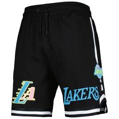 Add flair to your game day ensemble with these Washed shorts by Pro Standard. It features bold Los Angeles Lakers graphics in neon colors for a vibrant display of team spirit. An elastic waistband customizes the fit to your perfect size. Zippered rear pocket Material: 100% Cotton Officially licensed Embroidered fabric applique Sewn-on stripes Imported Side split hem Two side pockets Machine wash, tumble dry low Velvet name letters Elastic waistband with drawstring Heat-sealed chenille applique B Basketball Team Spirit Shorts, Basketball Team Spirit Shorts For Sports Season, Team-colored Athletic Shorts For Basketball Season, Casual Shorts For Team Events During Sports Season, Collegiate Sports Team Shorts, Sporty Multicolor Moisture-wicking Shorts, Team-colored Basketball Shorts, Collegiate Athletic Shorts With Team Name For Sports Events, Collegiate Athletic Shorts For Sports Events With Team Name