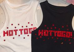 "H O TT O GO ! Cropped tank top custom made with glass rhinestones Shirt is Wild Fable you can choose from black or white. Please choose size based on chest, this prevents stones from over stretching So cute to wear for Chappell Roan's Midwest Princess tour or seeing her opening on Olivia Rodrigo's Guys tour \"!\" Included 😅" Hot To Go Shirt, Chappell Roan Kink Is My Karma, Pride 2024 Outfits, Chapelle Roan Concert Outfits, Rhinestone Shirt Outfits, Chappell Roan Kink Is My Karma Outfit, Diy Pride Shirt, Midwest Princess Outfit, Chappel Roan Concert Outfit