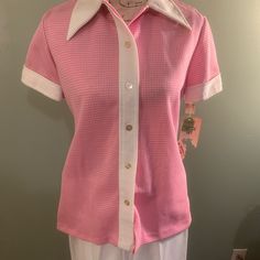 Adorable Outfit From Back In The Day. I’ve Truly Only Seen These Worn In Old Family Pictures Or Movies. The Top Buttons Down With The Cute Collar And Cuffs . Both Pants Are Elastic At The Waist Still In Great Condition With Wide Legs. Bright Pink With White Designs On The Top .. Some Various Spots Of Dirt Here And There From Storage . It Will Wash Right Out As Soon As They Are Laundered But Since They Are New With Tags I Left Them As Is With The Tags In Case That Is Important To The Buyer. Sized Casual Fitted Sets With Button Closure, Casual Fitted Collared Set, Casual Fitted Daywear Sets, Fitted Casual Daywear Sets, Old Family Pictures, Funky Clothes, Funky Outfits, Fancy Shoes, Pretty Clothes