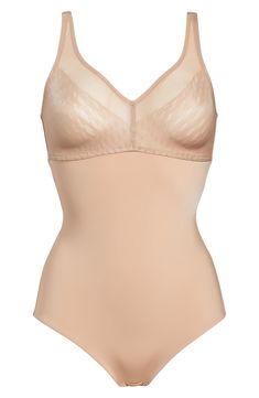 Transform your figure in this light bodysuit designed with a built-in bra that supports the bust and an internal panel that smoothes the waist, tummy and hips. Cotton-lined gusset with snap closure 65% nylon, 35% spandex Hand wash, line dry Imported Feminine Fitted Camisole With Built-in Bra, Elegant Second-skin Camisole With Built-in Bra, Elegant Sleeveless Bodysuit With Built-in Bra, Shapewear Camisole With Underwire, Fitted Camisole Leotard With Built-in Bra, Second-skin Camisole Bodysuit With Built-in Bra, Sculpting Sleeveless Bodysuit With Medium Bust Support, Elegant Full Coverage Stretch Shapewear, Full Coverage Second-skin Shapewear With Built-in Bra