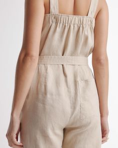 One and done. Just add accessories for an effortlessly cool utilitarian-chic look. Our square-neck linen jumpsuit from our best-selling European linen collection couldn’t be simpler with adjustable shoulder straps and self-tie belt for a perfect fit. Did we mention it’s also super comfy, breathable, and lightweight?  | Quince | Women's 100% European Linen Square Neck Jumpsuit in Driftwood, Size Small Square Neck Jumpsuit, Jumpsuit Linen, One And Done, Boyfriend Cardigan, Linen Collection, Natural Textiles, Linen Tank, Jumpsuit Summer, Linen Jumpsuit