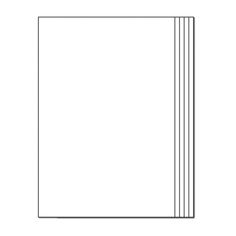 a blank book with three lines on the front and one line on the back side