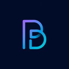 the letter b is made up of blue and purple lines on a dark background,