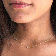 "Super dainty and feminine -- this tiny pearl necklace is perfect as your \"go to\" everyday necklace. If you're planning a wedding, this is a beautiful bridesmaid necklace. This pearl choker features a single saltwater or Akoya pearl on your choice of 14k gold filled, or sterling silver chain. Saltwater Akoya pearls are one of the nicest quality pearls available. Cultured or cultivated in oysters in saltwater, they have a very round natural shape. This single pearl necklace is the perfect gift Single Pearl Necklace Silver, One Pearl Necklace, Pearl Necklace Silver, Tiny Pearl Necklace, Valentine Gift For Wife, Single Pearl Necklace, Single Pearl, Silver Pearl Necklace, Pearl Choker Necklace