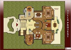 an aerial view of the living room and dining area in a house plan with furniture