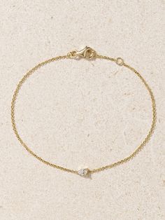 Kimaï's bracelet is a dainty addition to your everyday stack and looks equally elegant for formal events, too. Made from high-quality 18-karat recycled gold, it's embellished with a single laboratory-grown pear-cut diamond and has a slim, adjustable chain. Elegant Everyday Recycled Gold Bracelets, Elegant Recycled Gold Bracelet, Elegant Recycled Gold Bracelets, Classic Gold Bracelet With Single Diamond For Everyday, Delicate Everyday Yellow Gold Diamond Bracelet, Dainty Yellow Gold Bracelet With Single Diamond, Classic Diamond Bracelet With Delicate Chain, Classic White Gold Diamond Bracelet With Delicate Chain, Everyday Yellow Gold Chain Bracelet With Diamond