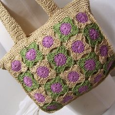 Fashion Handbag Crocheted Raffia With Beige Purple Flower Design Nwot. Measures Approx 12" Wide X 10" Highr X 3" Deep. Strap Drop Approx 9" Excellent Close Out Handbags, Nwot Use Photo For Additional Details Smoke And Pet Free Studio Any Questions Or Concerns Please Ask Prior To Purchase Specifics Given On Request Thank You So Much For Visiting Lot 07081655 Bin Bgrmshf Brown Square Crochet Bag For Spring, Square Brown Crochet Bag For Spring, Green Floral Shoulder Bag For Summer, Green Flower Shaped Shoulder Bag For Summer, Spring Brown Square Crochet Bag, Green Flower-shaped Shoulder Bag For Summer, Summer Flower-shaped Green Shoulder Bag, Spring Crochet Shoulder Bag In Beige, Spring Beige Crochet Shoulder Bag