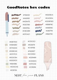 an info sheet showing the different types of pencils and markers for each type of pen