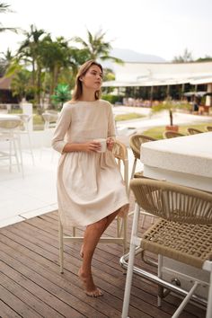 Renaissance boho Linen Dresses for woman, Romantic boho linen dress, cottagecore linen summer dress, White linen cottage dresses Introducing our Linen Casual Dress, a timeless fusion of comfort and style. Crafted from high-quality linen, this dress boasts a relaxed fit and convenient pockets, ensuring both practicality and elegance for any occasion. Experience the epitome of effortless sophistication with every wear. SIZE:                 Bust                                    Waist XS   32'-33 Feminine Linen Midi Summer Dress, Feminine Linen Midi Dress For Vacation, Beige Linen Dress For Summer Brunch, Beige Linen Summer Dress For Brunch, Summer Linen Dress For Brunch With Relaxed Fit, Summer Brunch Linen Dress Relaxed Fit, Bohemian Linen Midi Dress For Garden Party, Feminine Linen Dress For Summer Garden Party, Feminine Linen Dress For Brunch