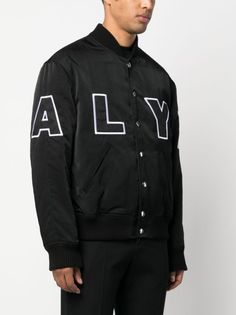 1017 ALYX 9SM logo-patch Bomber Jacket - Farfetch Long Sleeve Varsity Jacket With Logo Detail For Winter, Casual Varsity Jacket With Logo And Baseball Collar, Winter Varsity Jacket With Logo For Streetwear, Casual Varsity Jacket With Logo Patch, Designer Streetwear Outerwear With Logo Print, Designer Outerwear With Logo Print, Trendy Long Sleeve Outerwear With Logo Patch, Fall Varsity Jacket With Logo For Streetwear, Casual Long Sleeve Varsity Jacket With Logo Patch