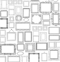 a large collection of frames and borders in black and white