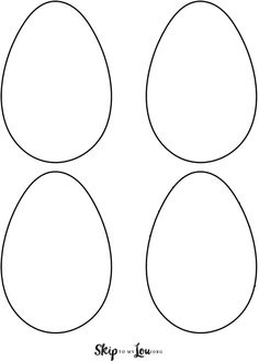 an egg cut out into four pieces with the words skip to draw on it and two eggs