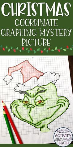 the grin face is drawn in graph paper and has a santa hat on it