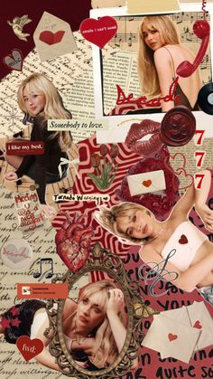 collage of photos with hearts, music notes, and other things on it that are all over the place