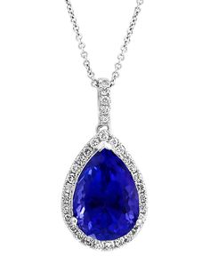 Absolutely captivating, the almost unfathomable beauty of a pear-cut tanzanite is framed by a halo of beautiful diamonds in this stunning Effy pendant necklace.