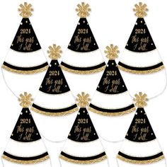 black and gold new year party hats