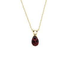 8 x 5mm Rhodolite Garnet Teardrop Necklace in 14k Yellow Gold, 18 Inch Simple Necklace Designs, Pear Shaped Pendant, Raspberry Color, Bow Jewelry, Necklace Design, Wire Pendant, Rhodolite Garnet, Teardrop Necklace, Garnet Gemstone