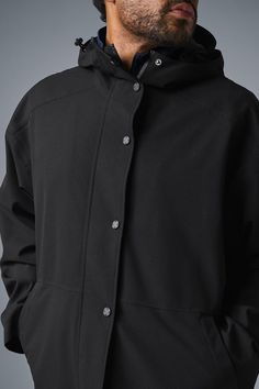 Stay dry without compromising style in this coat. It's stacked with functional features like a tall collar, a hood with bungees, zippered side pockets, and a secure zipper-and-snap front. Plus, it's made from soft, lightweight, 100 percent waterproof ripstop with a relaxed fit to accommodate movement. Cool on the streets? Yes. Suitable for stormy days? Also yes. Gray Accessories, Sweatpants Shorts, Rain Or Shine, Red Shop, Fabric Sale, Kendall + Kylie, Short Shirts, Sweaters Knitwear, Sport Shorts