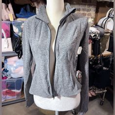 Yogaliciouslux Color: Htr.Grey Super Stretchy Active Jacket Top Long Sleeve Size L Same Day Shipping New With Tag Gray Winter Long Sleeve Track Jacket, Casual Stretch Gray Outerwear, Fitted Hooded Gray Outerwear, Fitted Gray Hooded Outerwear, Stretch Gray Winter Outerwear, Gray Stretch Winter Outerwear, Heather Grey Athleisure Outerwear For Fall, Stretch Gray Hooded Outerwear, Gray Stretch Hooded Outerwear