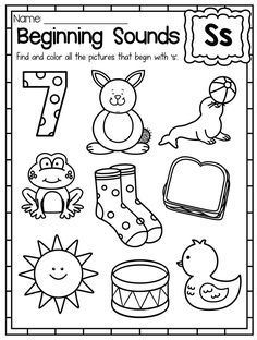 the beginning sounds worksheet for children to learn how to read and practice numbers