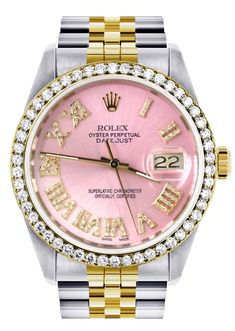 Womens Rolex Datejust Watch 16233 | 36Mm | Pink Roman Dial | Jubilee B – FrostNYC Cheap Jubilee Bracelet, Luxury Pink Diamond Watch For Women, Luxury Classic Pink Diamond Watch, Luxury Pink Automatic Watches, Pink Diamond Watch With Diamond Hour Markers, Classic Pink Round Watch, Elegant Pink Watch With Date Display, Classic Pink Diamond Watch With Round Dial, Pink Watch With Diamond Hour Markers