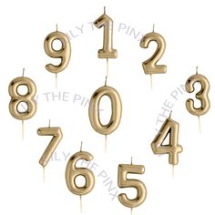 gold number candles with numbers on them for birthdays or any other occasion to celebrate